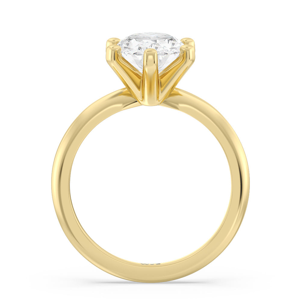 Fine Classic Six Prong Solitaire Diamond Engagement Ring with Oval Cut Diamond in 14KT Yellow Gold view 2
