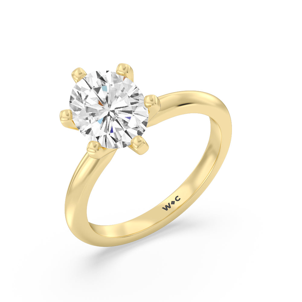 Fine Classic Six Prong Solitaire Diamond Engagement Ring with Oval Cut Diamond in 14KT Yellow Gold view 3
