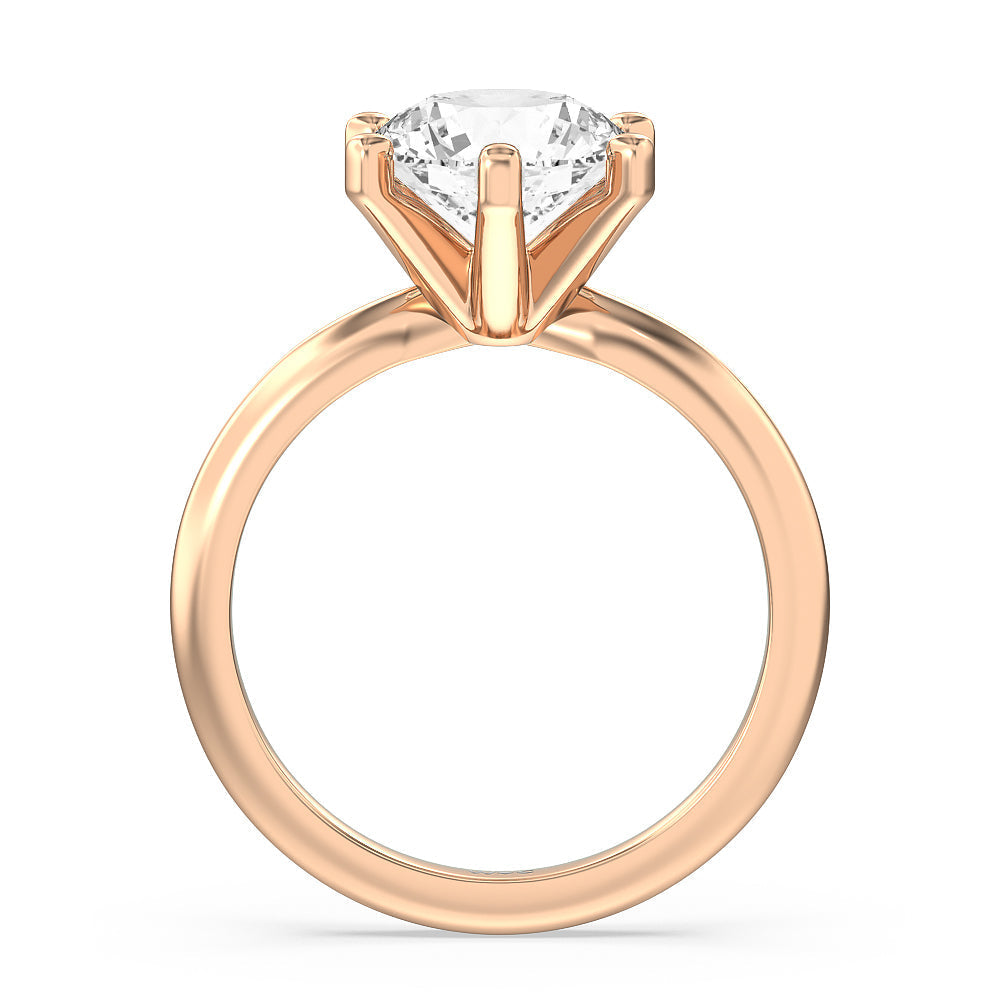 Fine Classic Six Prong Solitaire Diamond Engagement Ring with Round Cut Diamond in 14KT Rose Gold view 2
