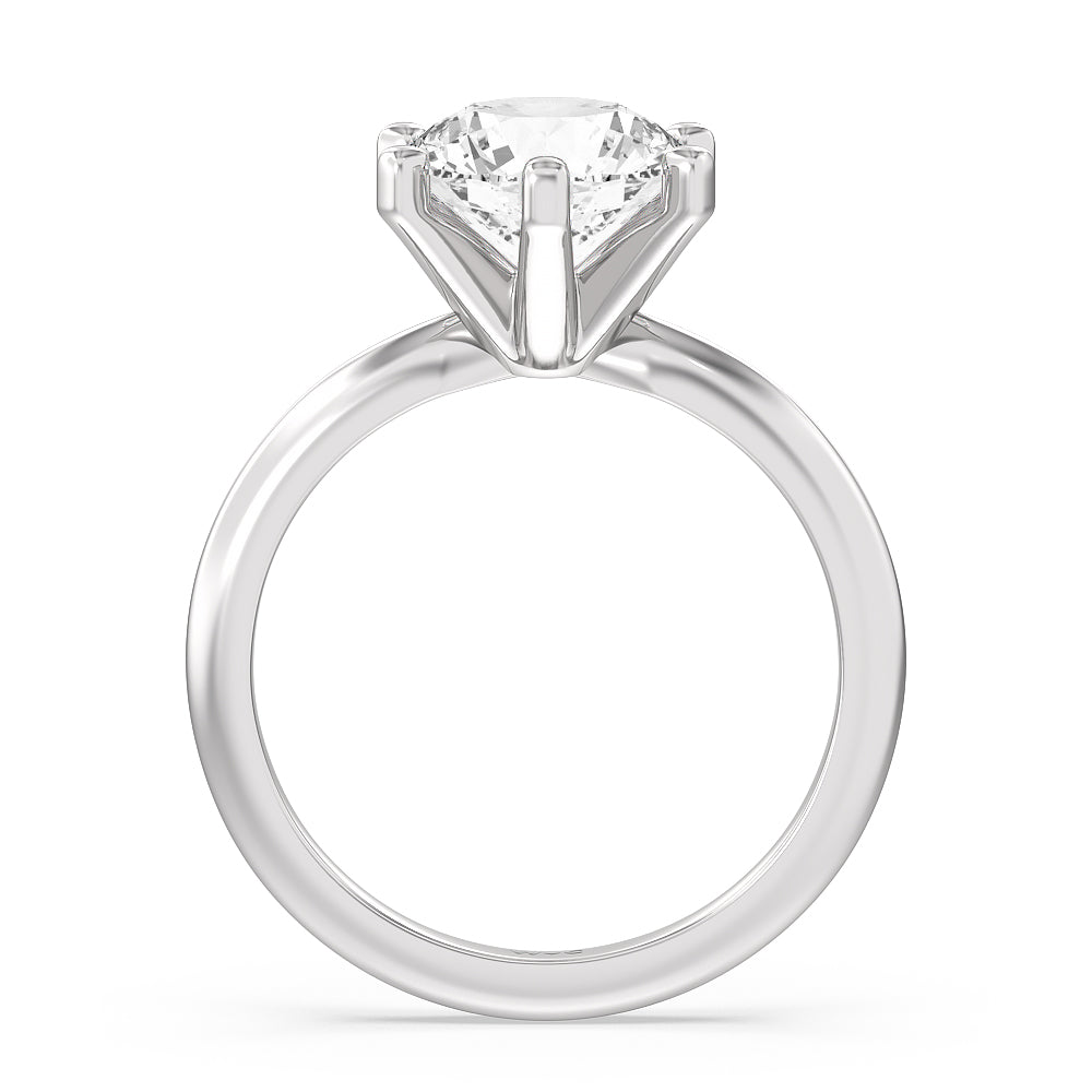 Fine Classic Six Prong Solitaire Diamond Engagement Ring with Round Cut Diamond in 14KT Platinum view 2
