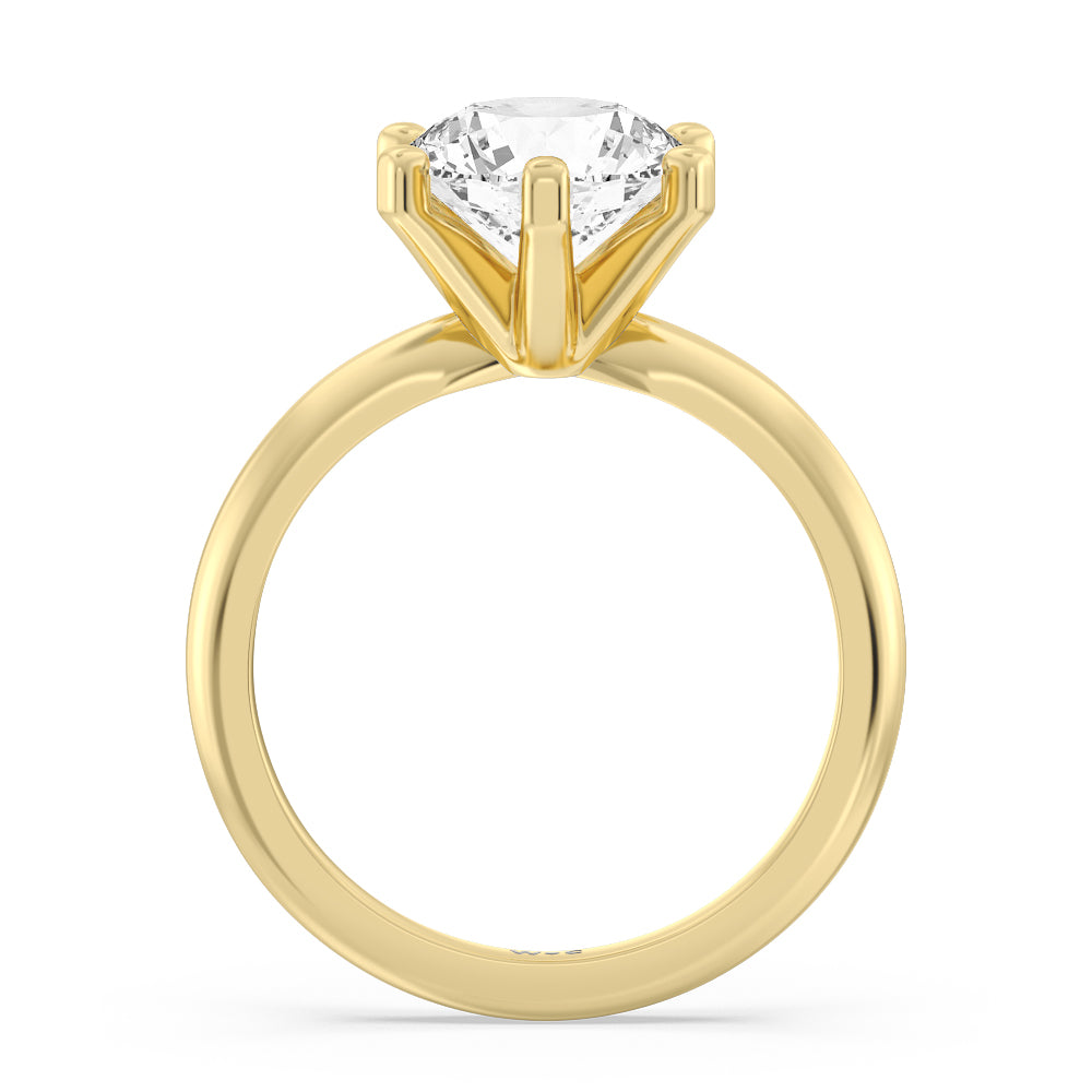 Fine Classic Six Prong Solitaire Diamond Engagement Ring with Round Cut Diamond in 14KT Yellow Gold view 2

