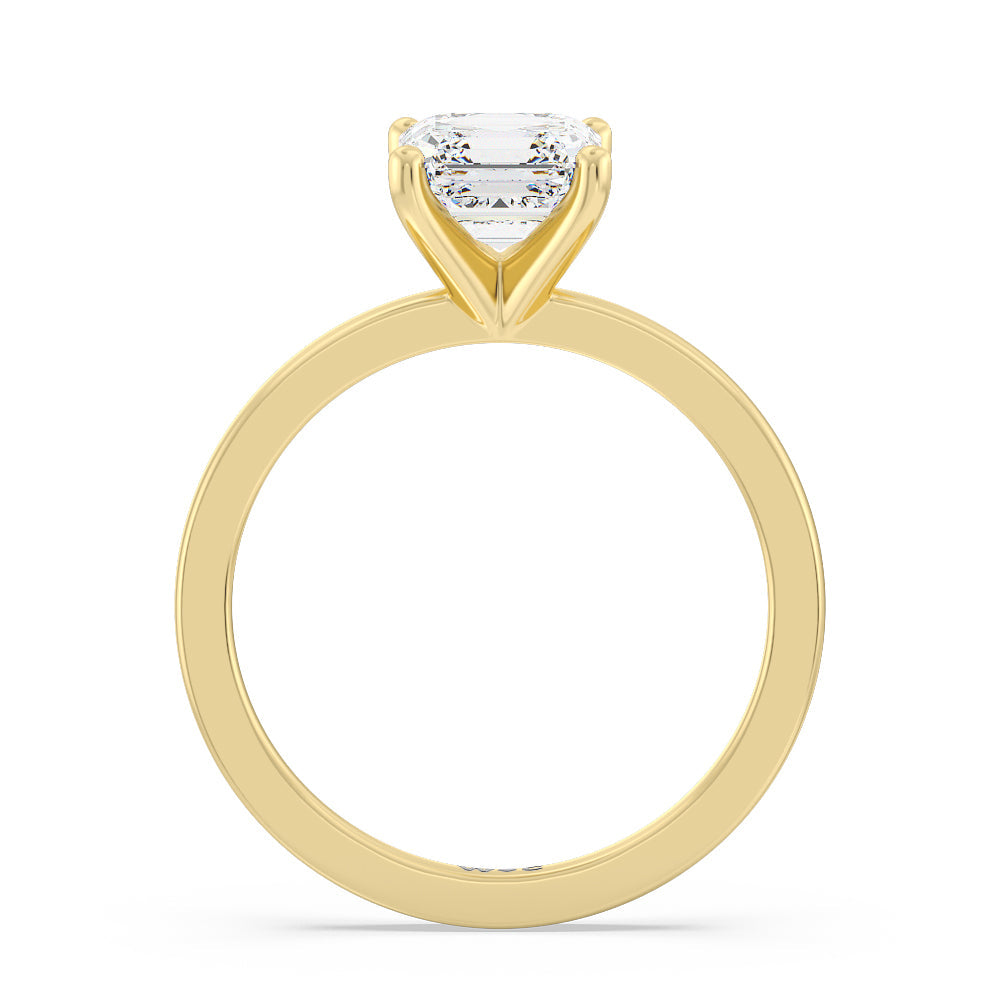 Asscher Cut Petite Solitaire Lab Diamond Engagement Ring (E+ VVS+) with Lab Grown Diamond in 14KT Yellow Gold view 2
