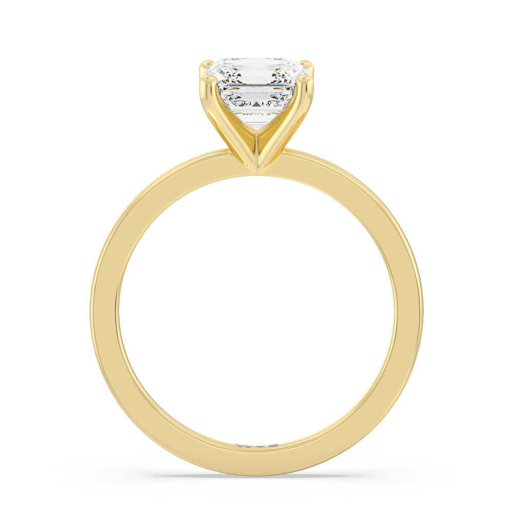 Fine Petite Solitaire Diamond Engagement Ring with Asscher Cut Diamond in 14KT Yellow Gold view 2
