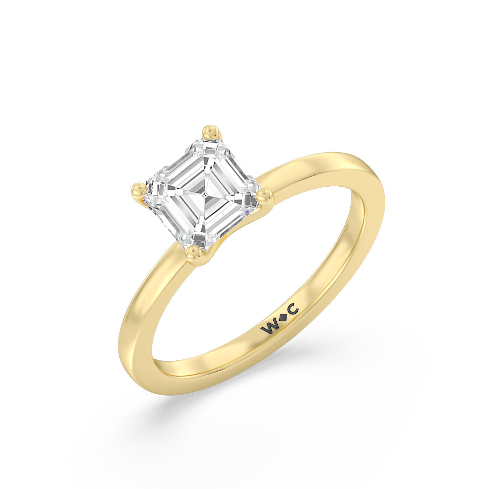 Asscher Cut Petite Solitaire Lab Diamond Engagement Ring (E+ VVS+) with Lab Grown Diamond in 14KT Yellow Gold view 3
