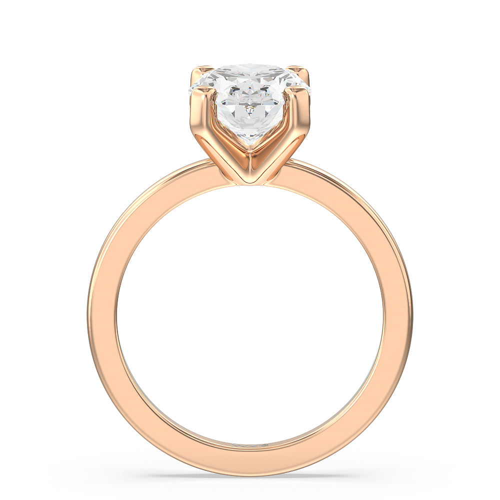 Oval Cut Petite Solitaire Lab Diamond Engagement Ring (E+ VVS+) with Lab Grown Diamond in 14KT Rose Gold view 3
