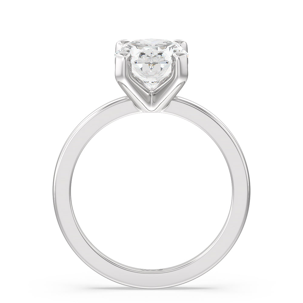 Oval Cut Petite Solitaire Lab Diamond Engagement Ring (E+ VVS+) with Lab Grown Diamond in 14KT Platinum view 3
