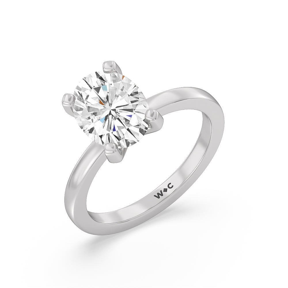 Oval Cut Petite Solitaire Lab Diamond Engagement Ring (E+ VVS+) with Lab Grown Diamond in 14KT Platinum view 4
