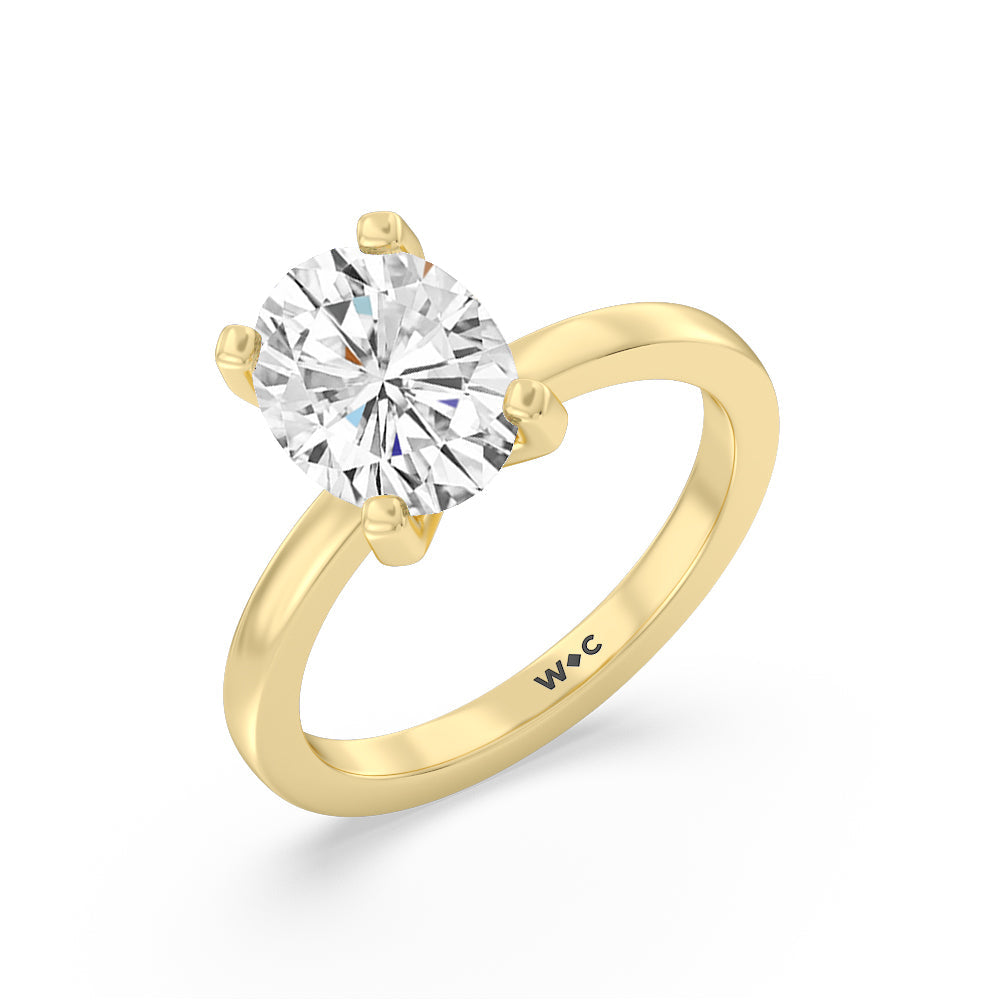 Oval Cut Petite Solitaire Lab Diamond Engagement Ring (E+ VVS+) with Lab Grown Diamond in 14KT Yellow Gold view 4
