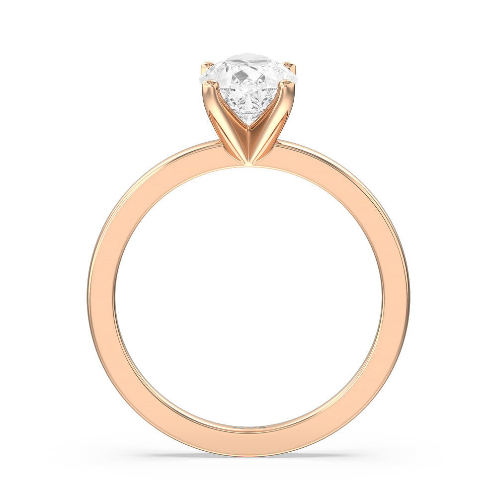 Fine Petite Solitaire Diamond Engagement Ring with Pear Cut Diamond in 14KT Rose Gold view 2
