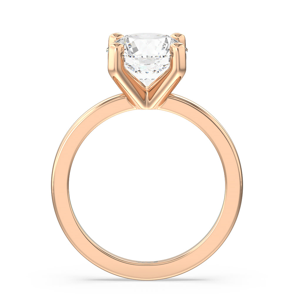Fine Petite Solitaire Diamond Engagement Ring with Round Cut Diamond in 14KT Rose Gold view 2
