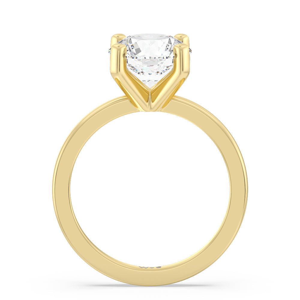 2.09ct Round Petite Solitaire Diamond Engagement Ring with 2 1/10 Cut Diamond in 14KT Round view 3
