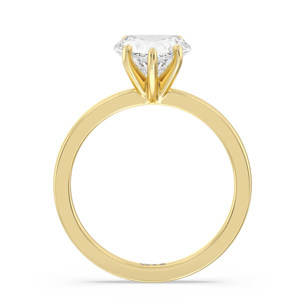 Fine Petite Solitaire Diamond Engagement Ring with Heart Cut Diamond in 14KT Yellow Gold view 2
