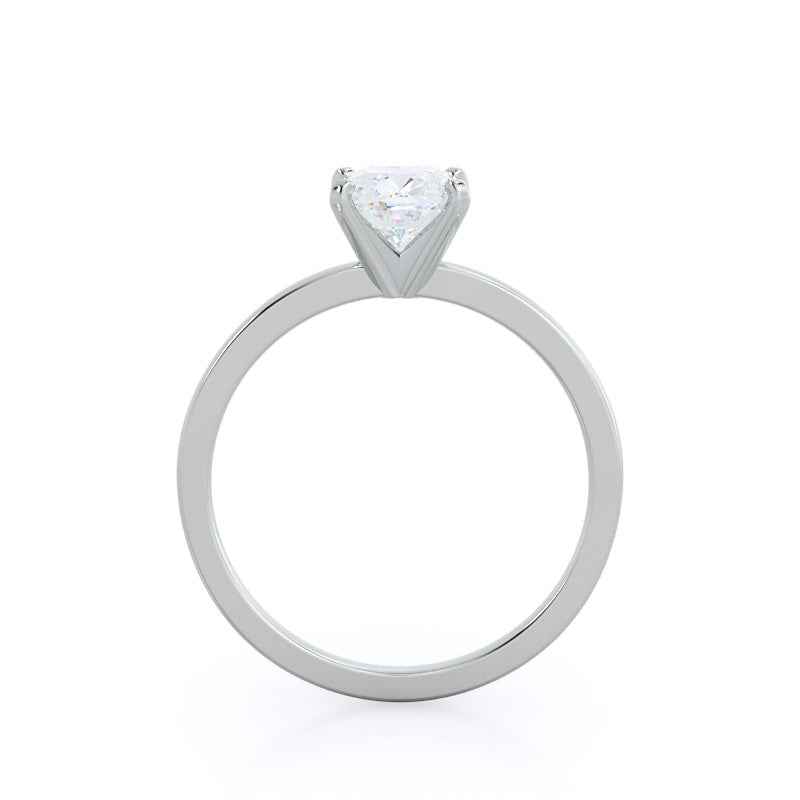 Fine Petite Solitaire Diamond Engagement Ring with Cushion Cut Diamond in 14KT Platinum view 2

