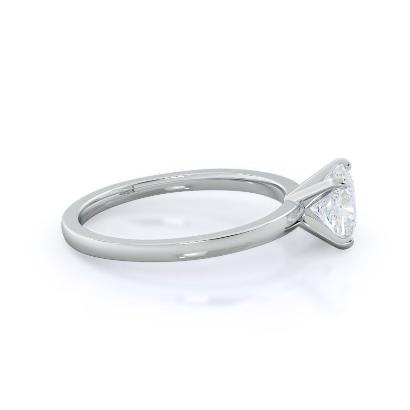 Fine Petite Solitaire Diamond Engagement Ring with Cushion Cut Diamond in 14KT Platinum view 3
