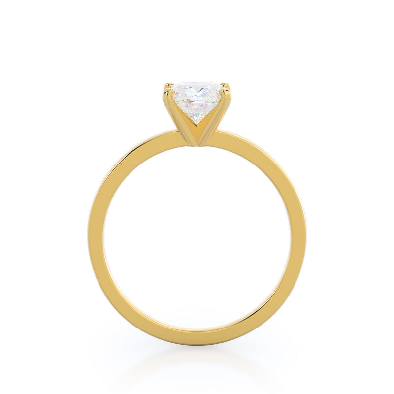 Fine Petite Solitaire Diamond Engagement Ring with Cushion Cut Diamond in 14KT Yellow Gold view 2
