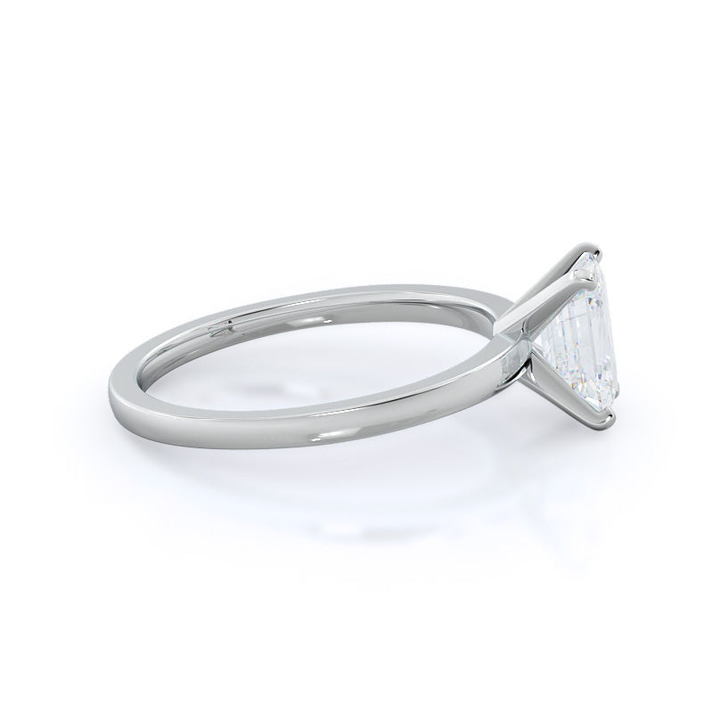 Emerald Cut Petite Solitaire Lab Diamond Engagement Ring (E+ VVS+) with Lab Grown Diamond in 14KT Platinum view 4
