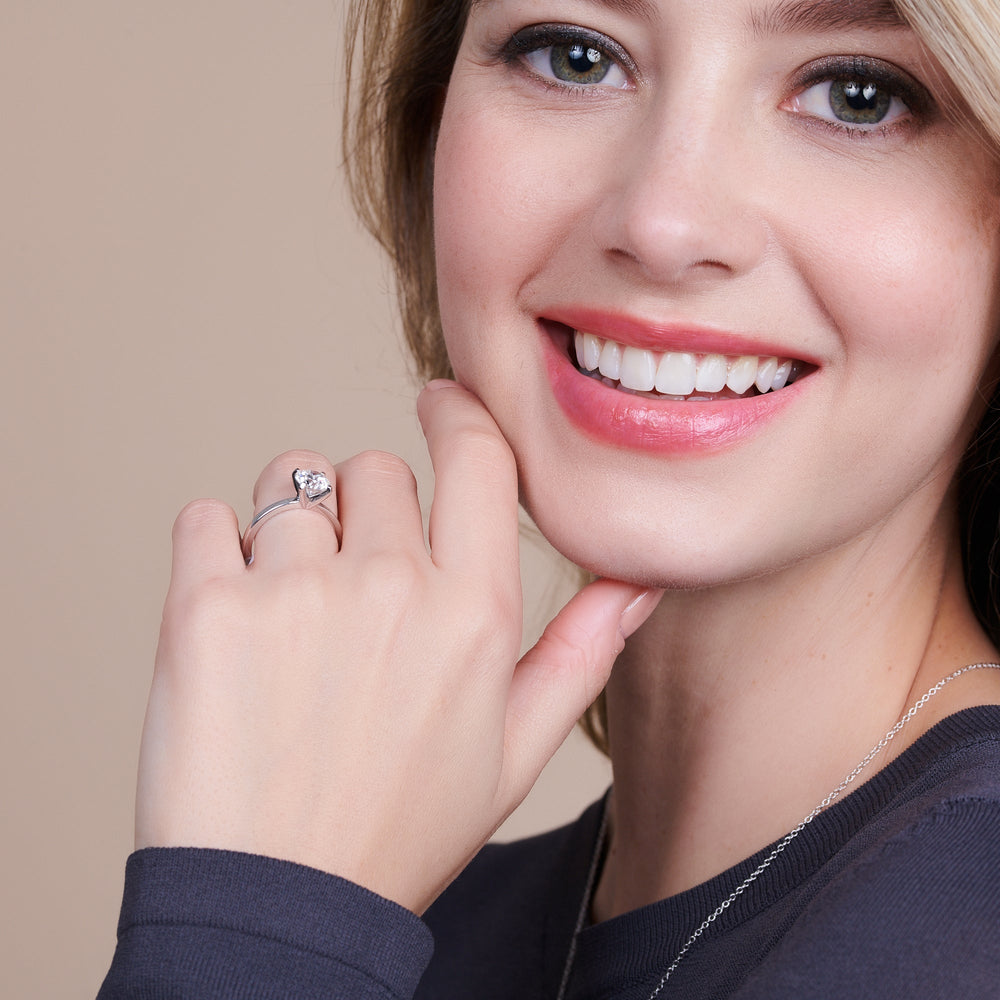 Model Wearing 2.09ct Round Petite Solitaire Diamond Engagement Ring view