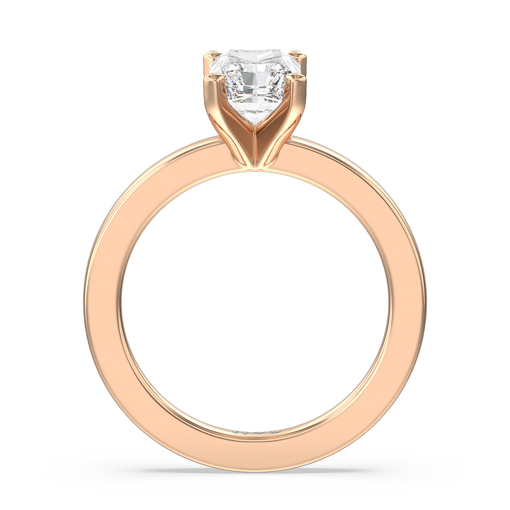 Fine Petite Solitaire Diamond Engagement Ring with Radiant Cut Diamond in 14KT Rose Gold view 2

