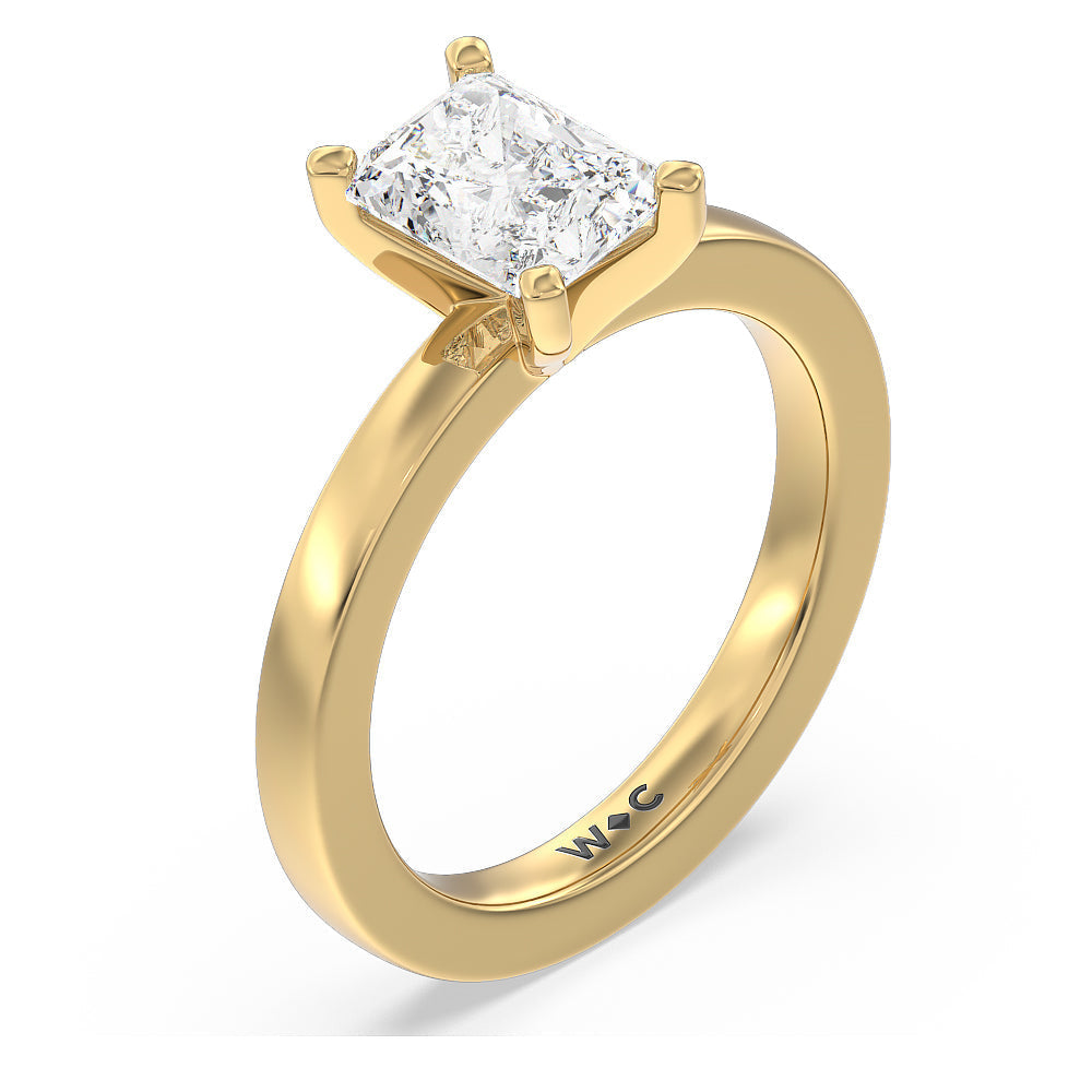 Fine Petite Solitaire Diamond Engagement Ring with Radiant Cut Diamond in 14KT Yellow Gold view 3
