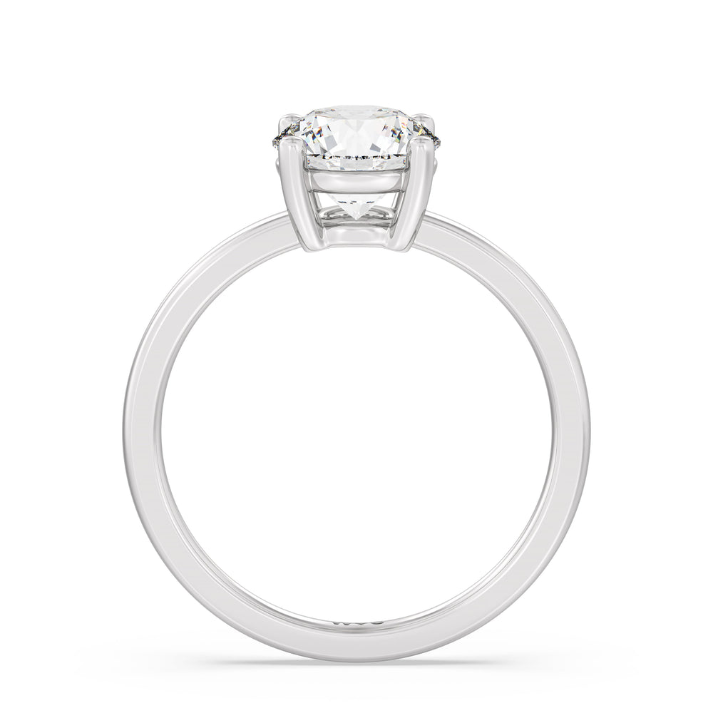 Classic Four Prong East West Engagement Ring with Round Cut Diamond in 14KT Platinum view 2
