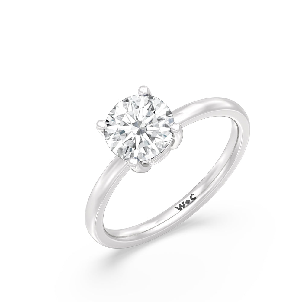 Classic Four Prong East West Engagement Ring with Round Cut Diamond in 14KT Platinum view 3
