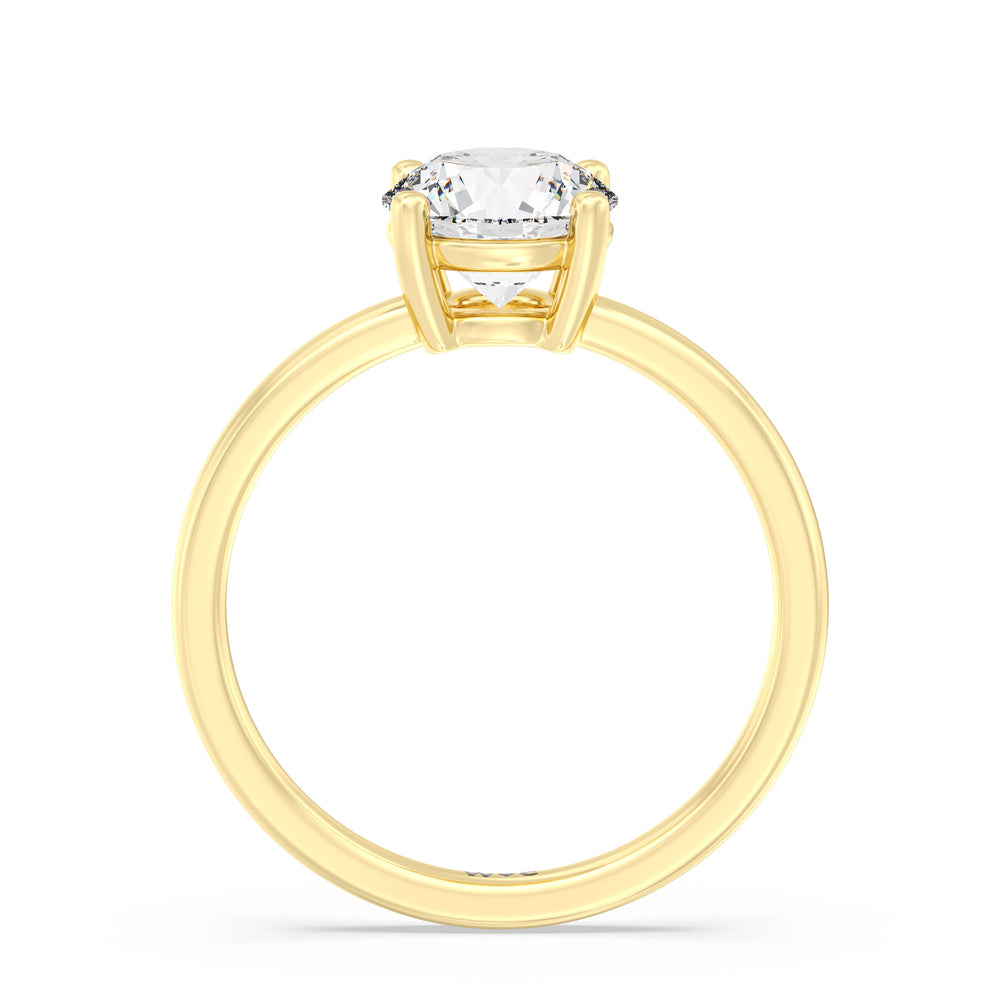 Classic Four Prong East West Engagement Ring with Round Cut Diamond in 14KT Yellow Gold view 2
