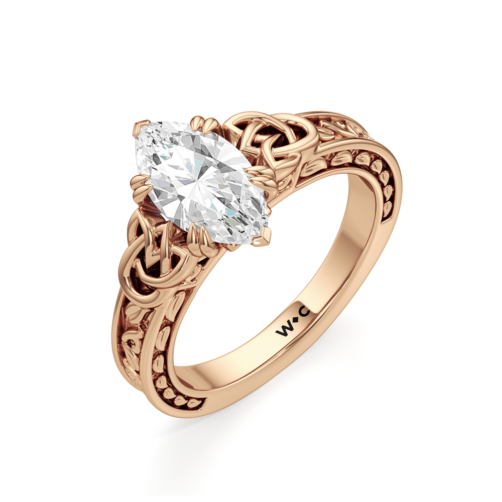 Marquise Cut The Seraphine Celtic Ring with Lab Grown Diamond in 14KT Rose Gold view 4
