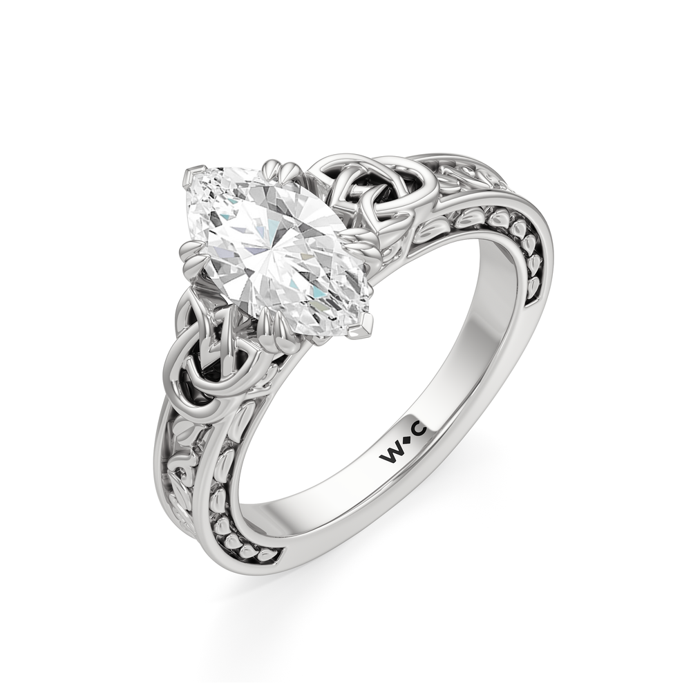 Marquise Cut The Seraphine Celtic Ring with Lab Grown Diamond in 14KT Platinum view 4
