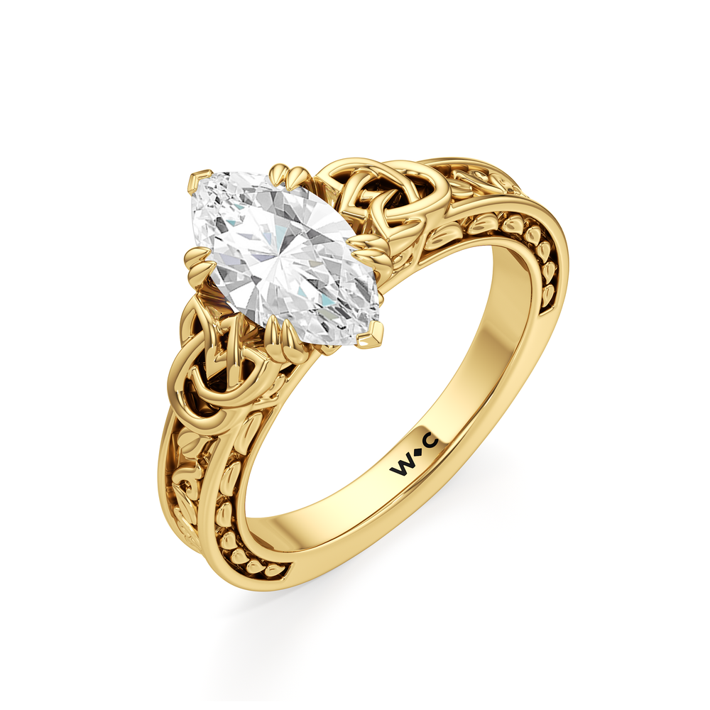 Marquise Cut The Seraphine Celtic Ring with Lab Grown Diamond in 14KT Yellow Gold view 4
