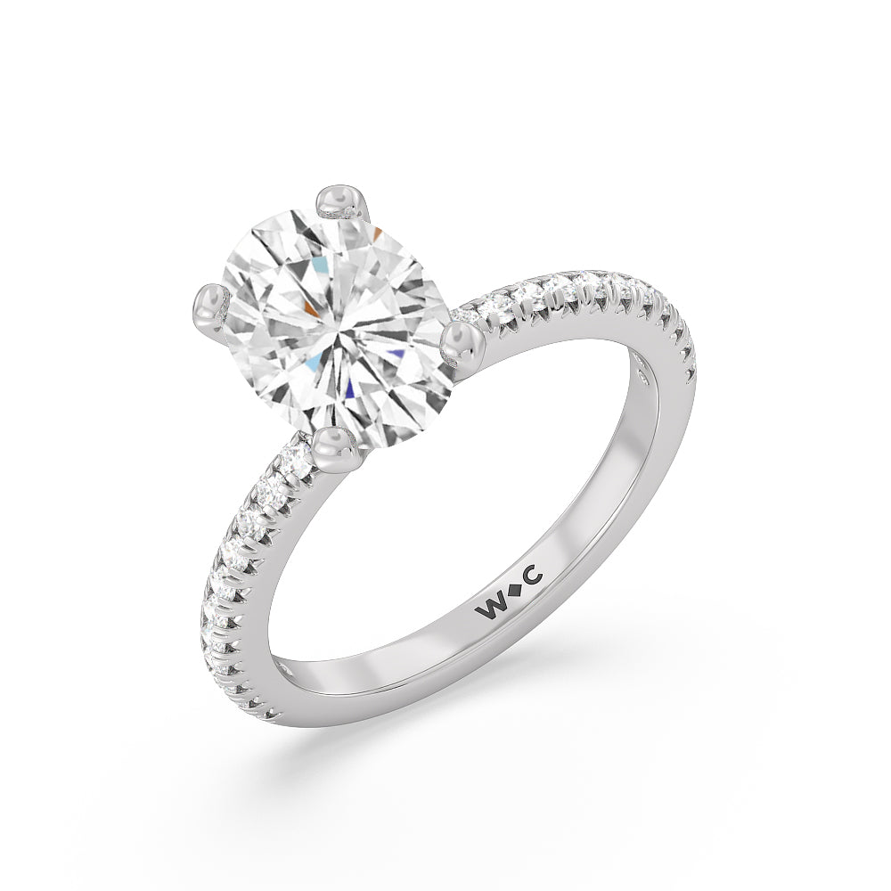 Oval Cut French Cut Pave Lab Diamond Engagement Ring (E+ VVS+) with Lab Grown Diamond in 14KT Platinum view 3
