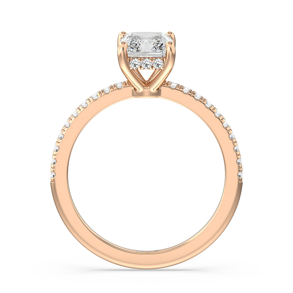 Diamond Basket Pave Engagement Ring with Radiant Cut Diamond in 14KT Rose Gold view 2
