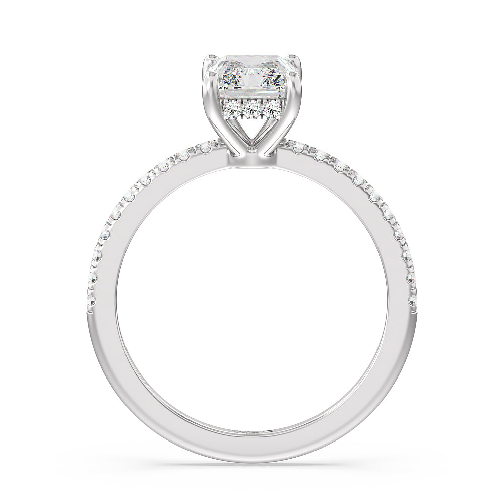 Diamond Basket Pave Engagement Ring with Radiant Cut Diamond in 14KT Platinum view 2
