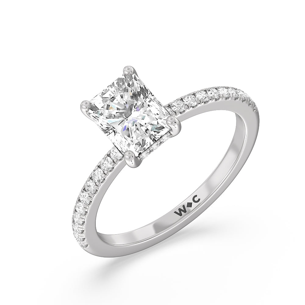 Diamond Basket Pave Engagement Ring with Radiant Cut Diamond in 14KT Platinum view 3
