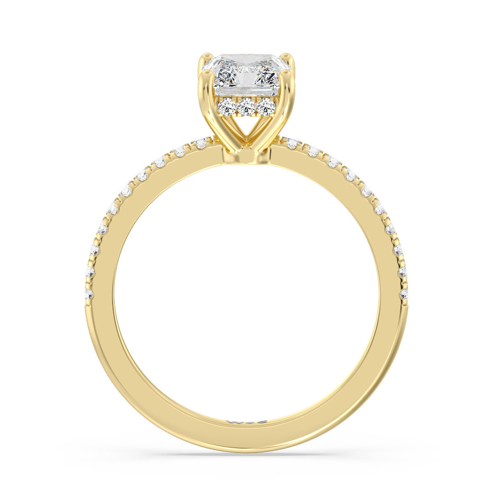 Diamond Basket Pave Engagement Ring with Radiant Cut Diamond in 14KT Yellow Gold view 2
