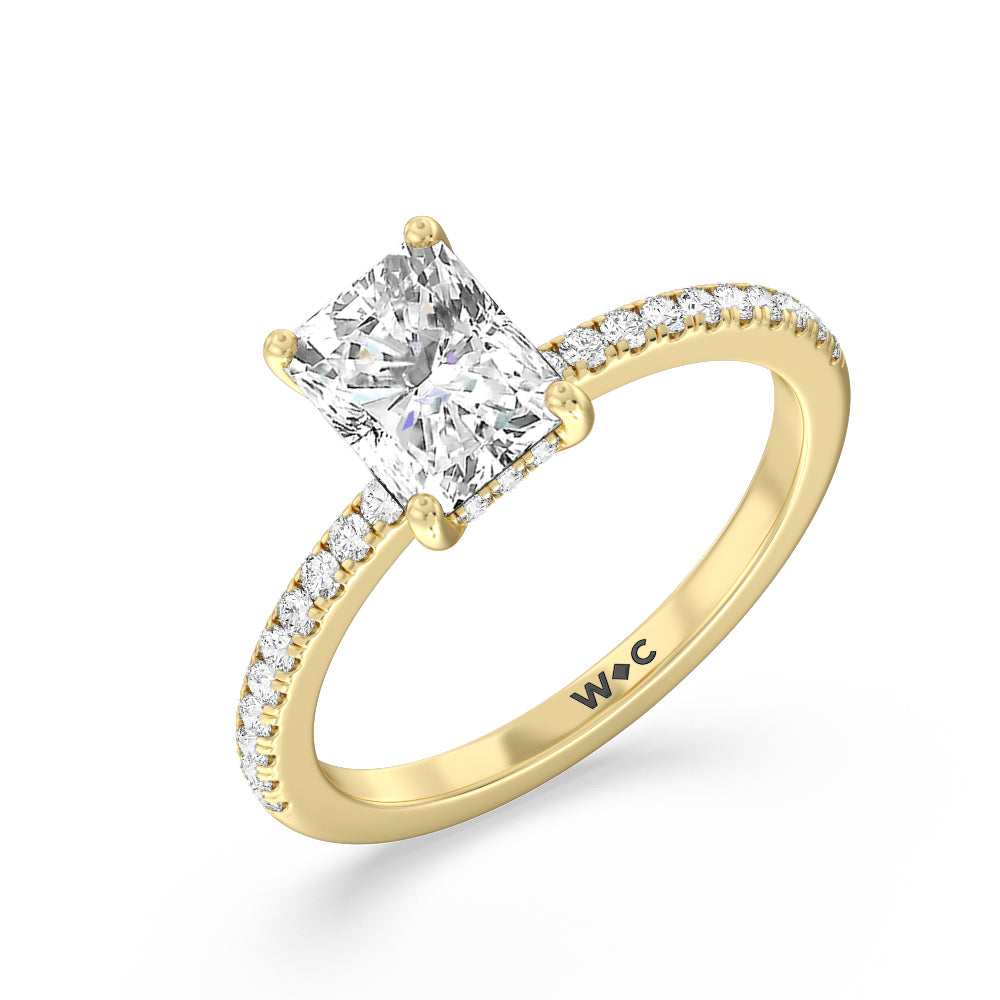 Diamond Basket Pave Engagement Ring with Radiant Cut Diamond in 14KT Yellow Gold view 3
