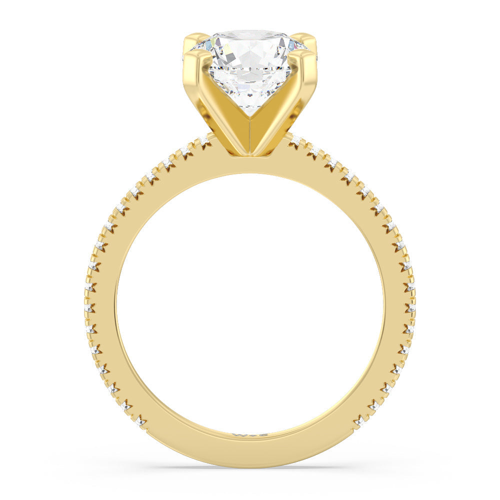 Round Cut Petite French Set Lab Diamond Engagement Ring (1/4 ct. tw.) (E+ VVS+) with Lab Grown Diamond in 14KT Yellow Gold view 2
