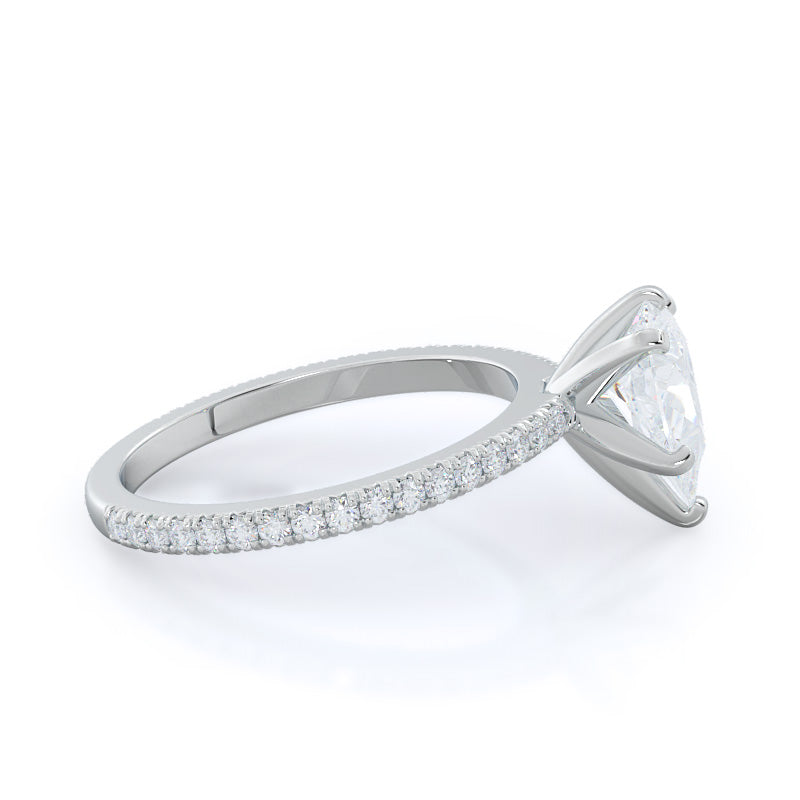 Pear Cut Petite French Set Lab Diamond Engagement Ring (1/4 ct. tw.) (E+ VVS+) with Lab Grown Diamond in 14KT Platinum view 3

