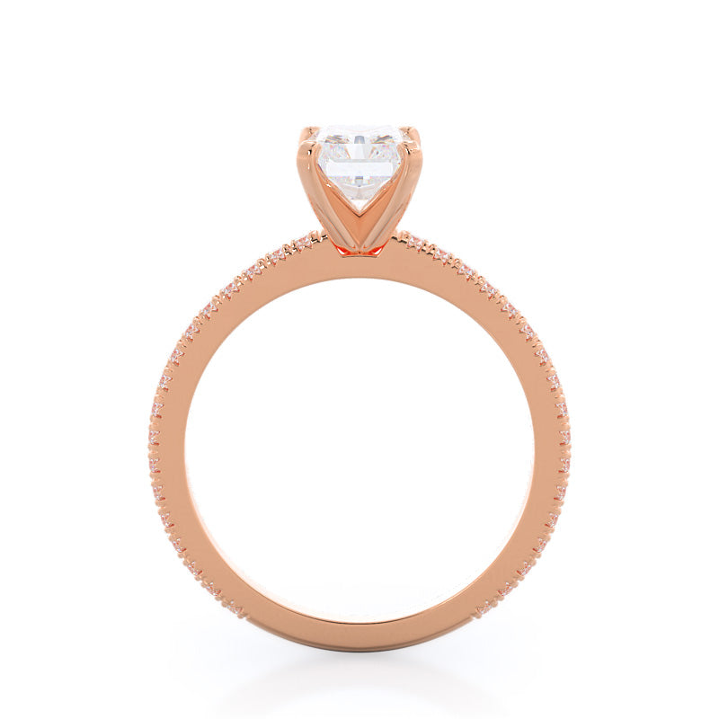 Radiant Cut Petite French Set Lab Diamond Engagement Ring (1/4 ct. tw.) (E+ VVS+) with Lab Grown Diamond in 14KT Rose Gold view 2
