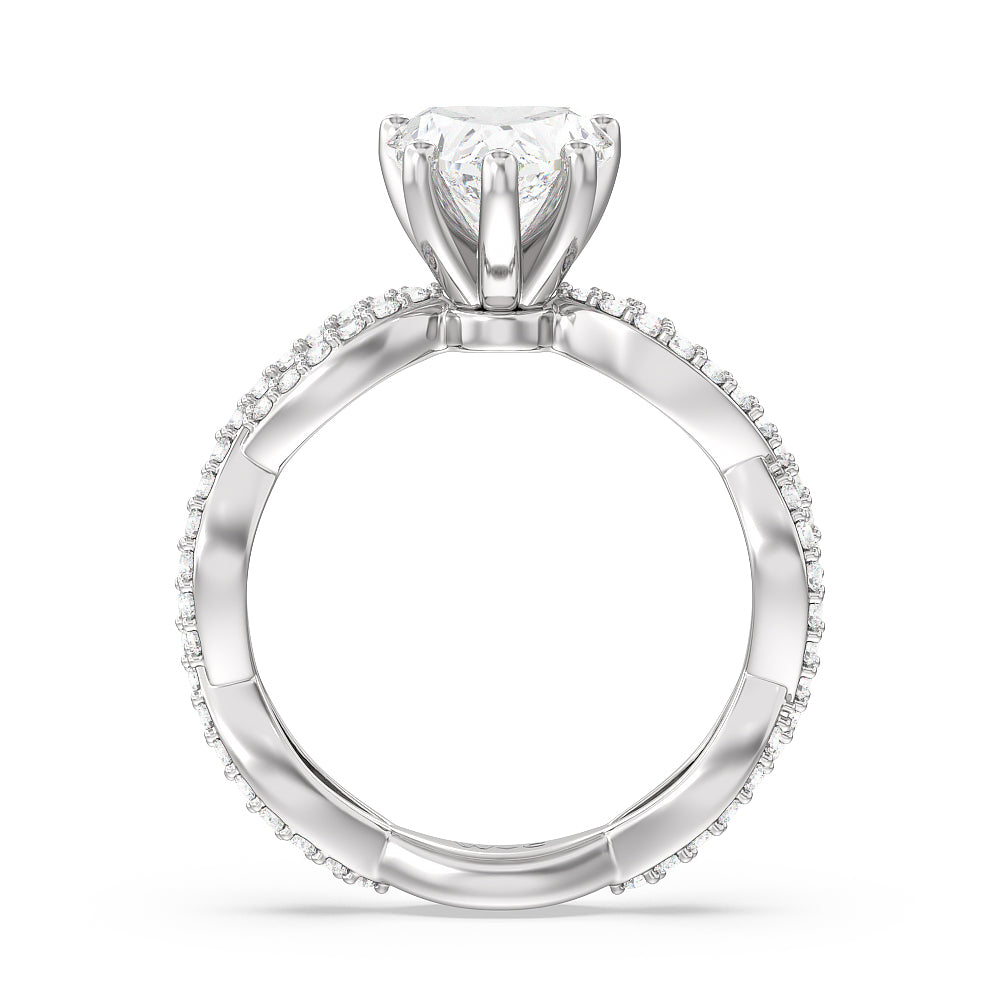 Heart Cut Infinity Winding Diamond Engagement Ring with Lab Grown Diamond in 14KT Platinum view 2
