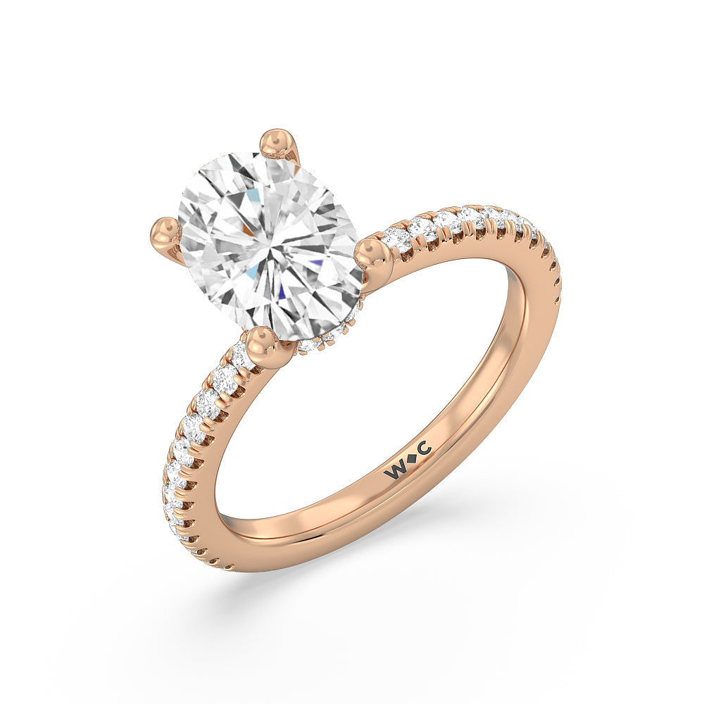 Oval Cut Pave Love Knot Lab Diamond Engagement Ring (E+ VVS+) with Lab Grown Diamond in 14KT Rose Gold view 4
