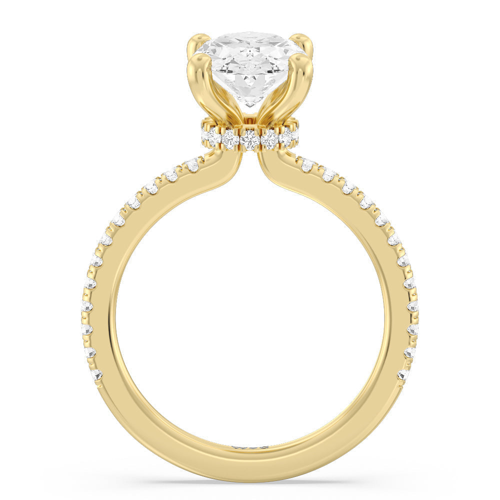Oval Cut Pave Love Knot Lab Diamond Engagement Ring (E+ VVS+) with Lab Grown Diamond in 14KT Yellow Gold view 3
