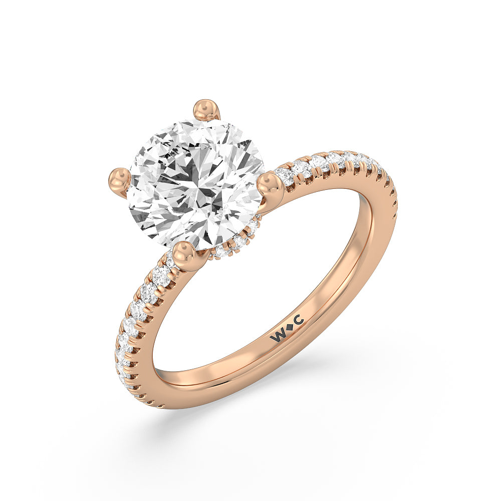 Pave Love Knot Diamond Engagement Ring with Round Cut Diamond in 14KT Rose Gold view 4
