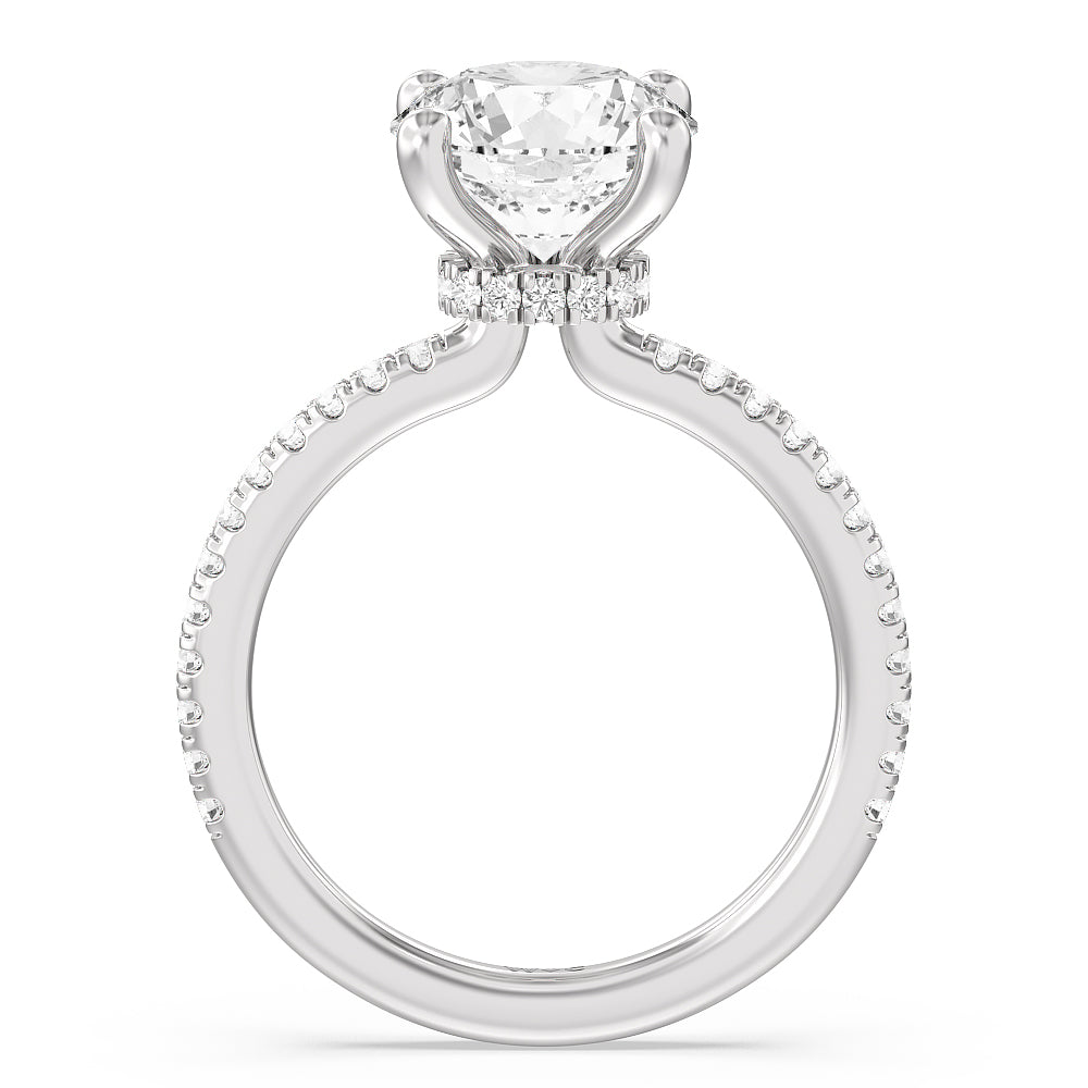 Pave Love Knot Diamond Engagement Ring with Round Cut Diamond in 14KT Platinum view 3
