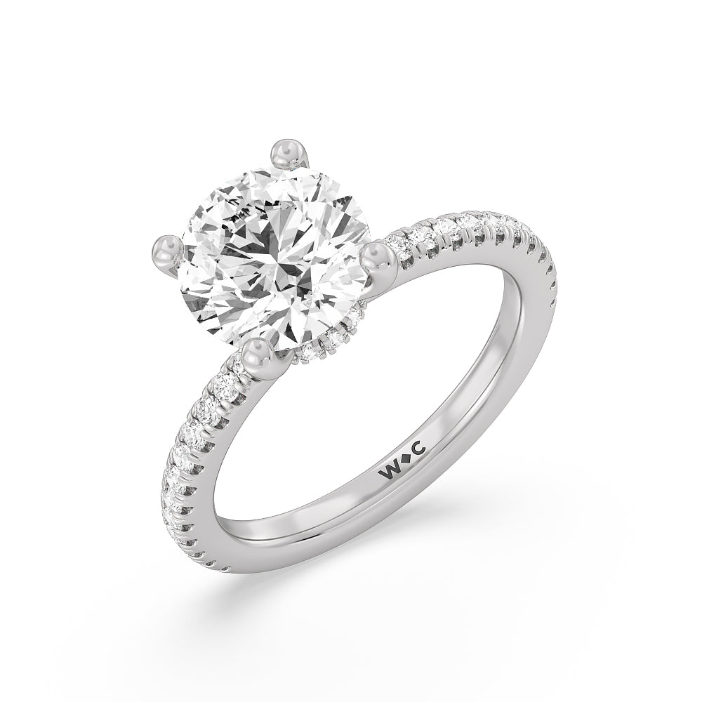 Pave Love Knot Diamond Engagement Ring with Round Cut Diamond in 14KT Platinum view 4
