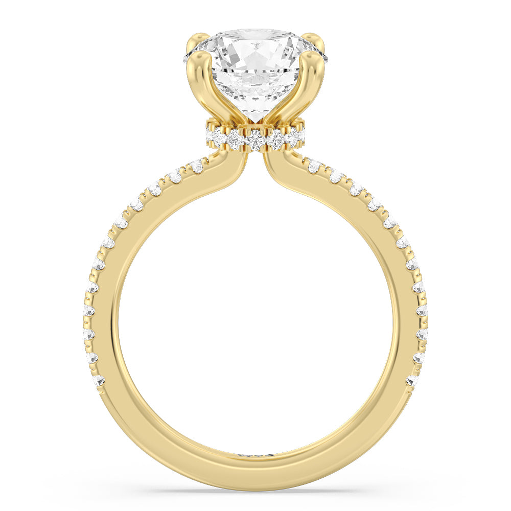 Pave Love Knot Diamond Engagement Ring with Round Cut Diamond in 14KT Yellow Gold view 3
