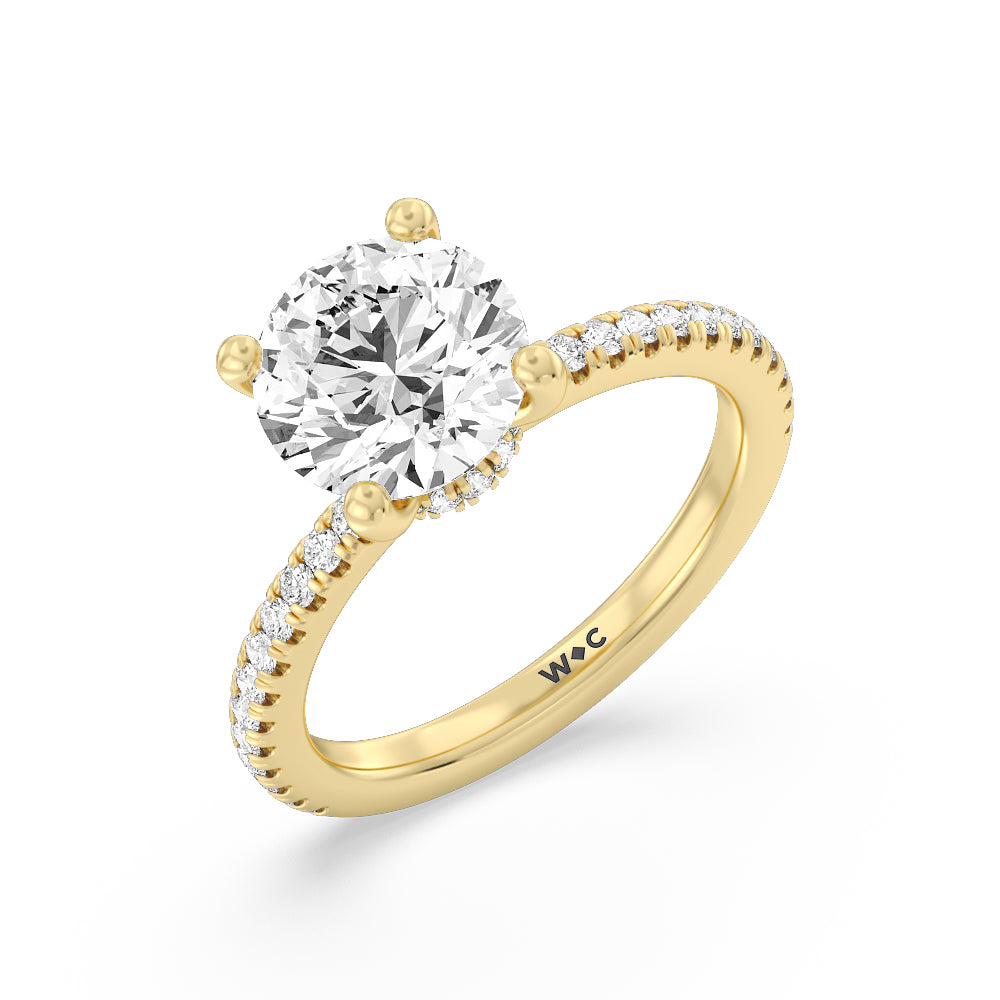 Pave Love Knot Diamond Engagement Ring with Round Cut Diamond in 14KT Yellow Gold view 4
