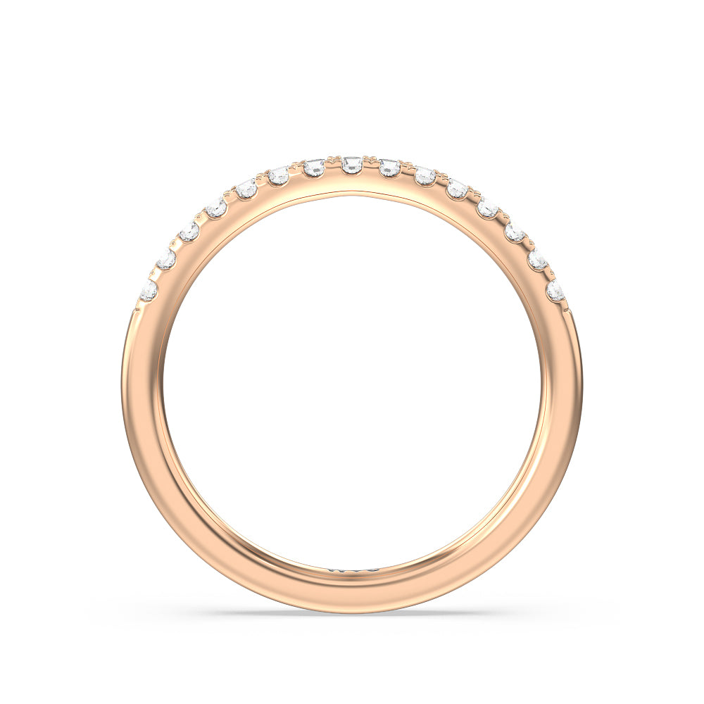 Cathedral Diamond Pave Hidden Halo Diamond Wedding Band with 18KT Rose Gold Cut Diamond in 14KT Rose Gold view 2
