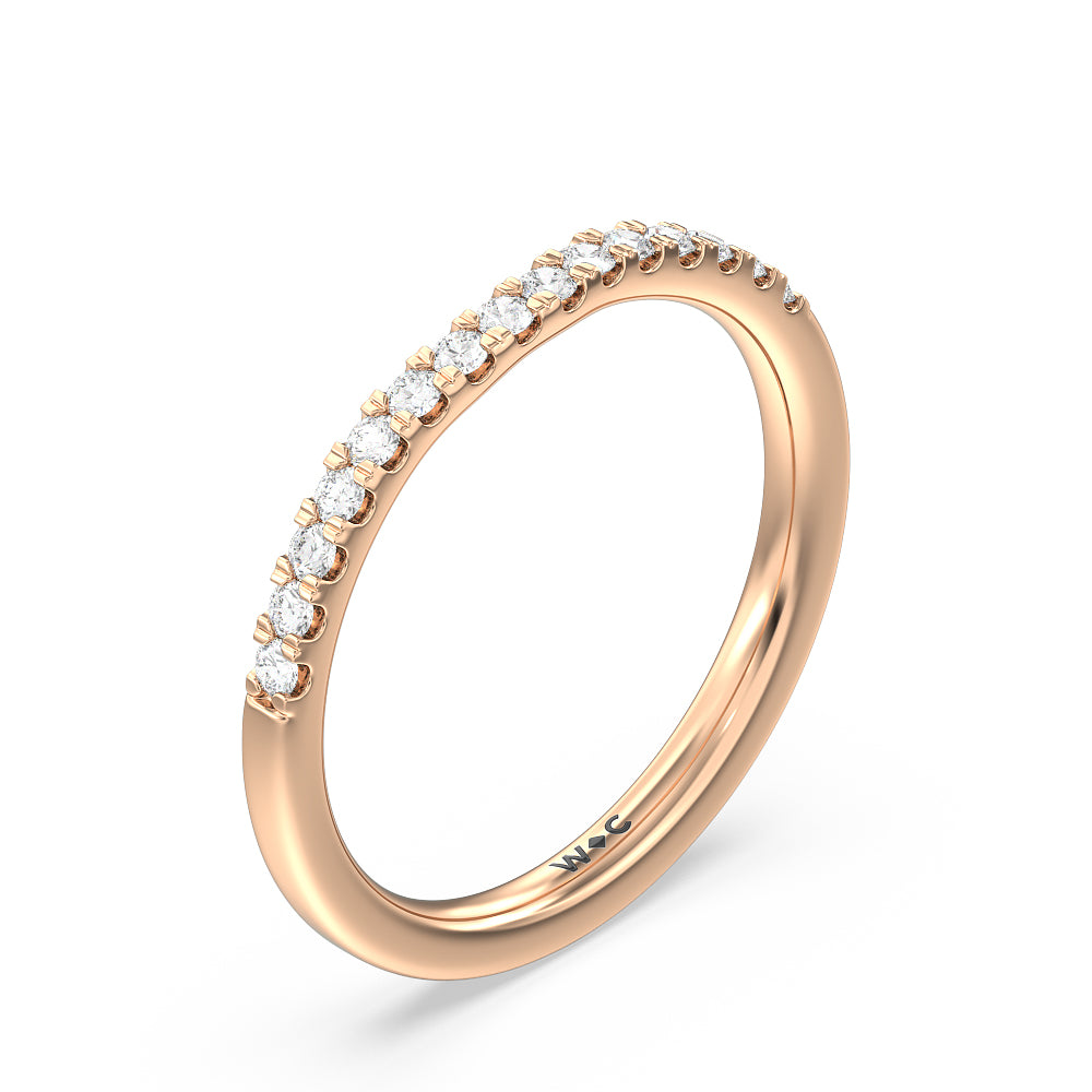 Cathedral Diamond Pave Hidden Halo Diamond Wedding Band with 18KT Rose Gold Cut Diamond in 14KT Rose Gold view 3
