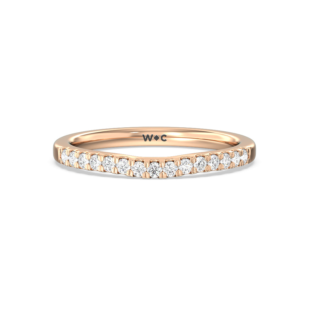 Cathedral Diamond Pave Hidden Halo Diamond Wedding Band with 18KT Rose Gold Cut Diamond in 14KT Rose Gold view 1
