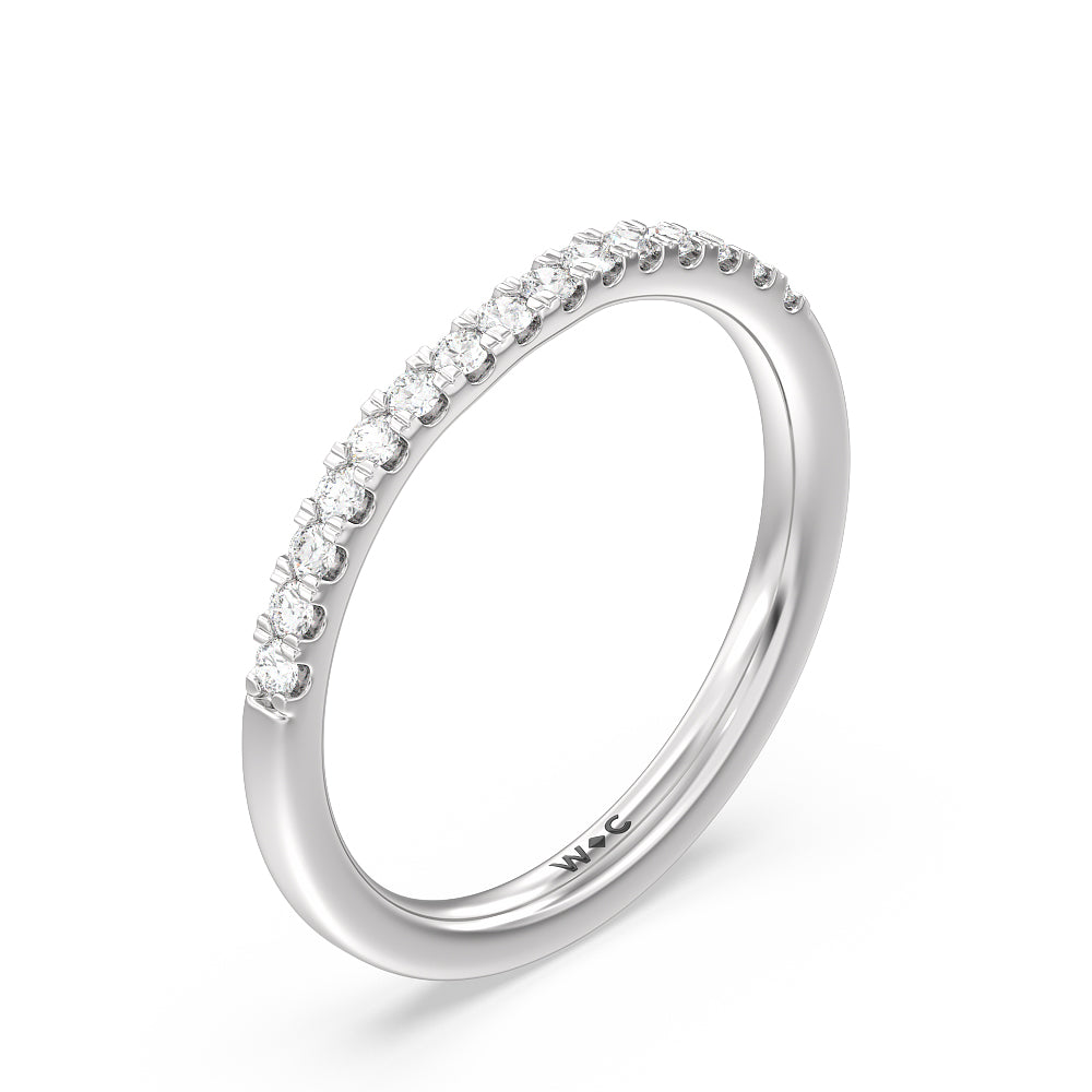 Cathedral Diamond Pave Hidden Halo Diamond Wedding Band with Platinum Cut Diamond in 14KT Platinum view 3
